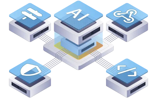 Conceptual Illustration of how the 8n8 AI connects to other resources in a decision tree format