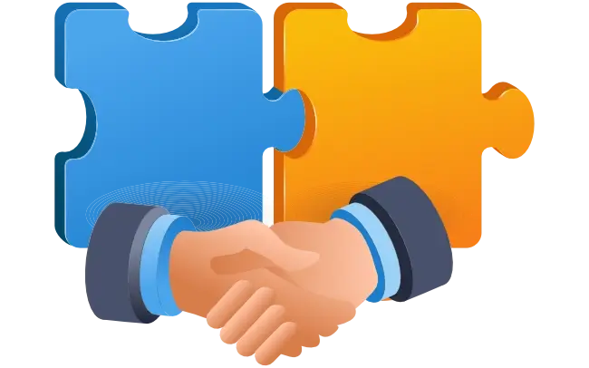 Puzzle handshake illustrating MERAK Partnerships